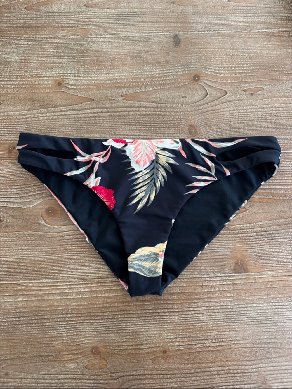 Roxy Floral Black Bikini Bottoms